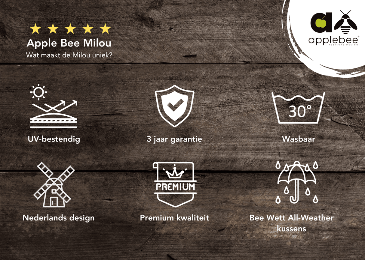 Apple Bee Milou Bartafel 150 cm - Zwart