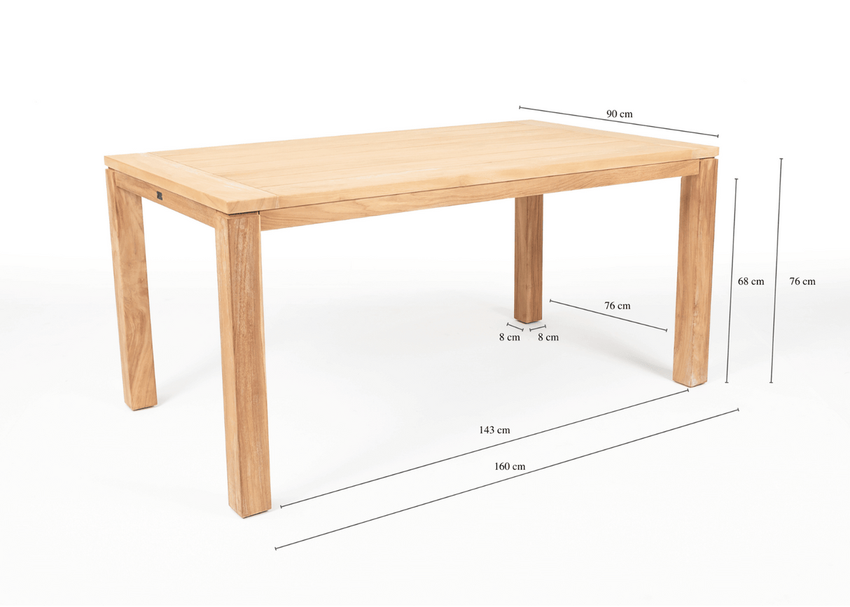 Belito®teak dining tuintafel 160x100x76cm
