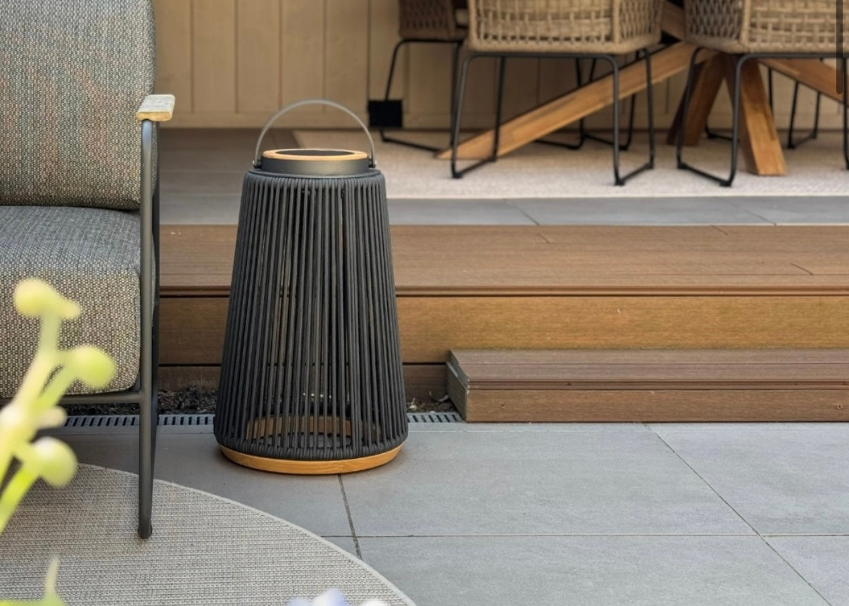 Rocca sfeerlamp tuin solar - aluminium - teakhout - antraciet - 56 cm