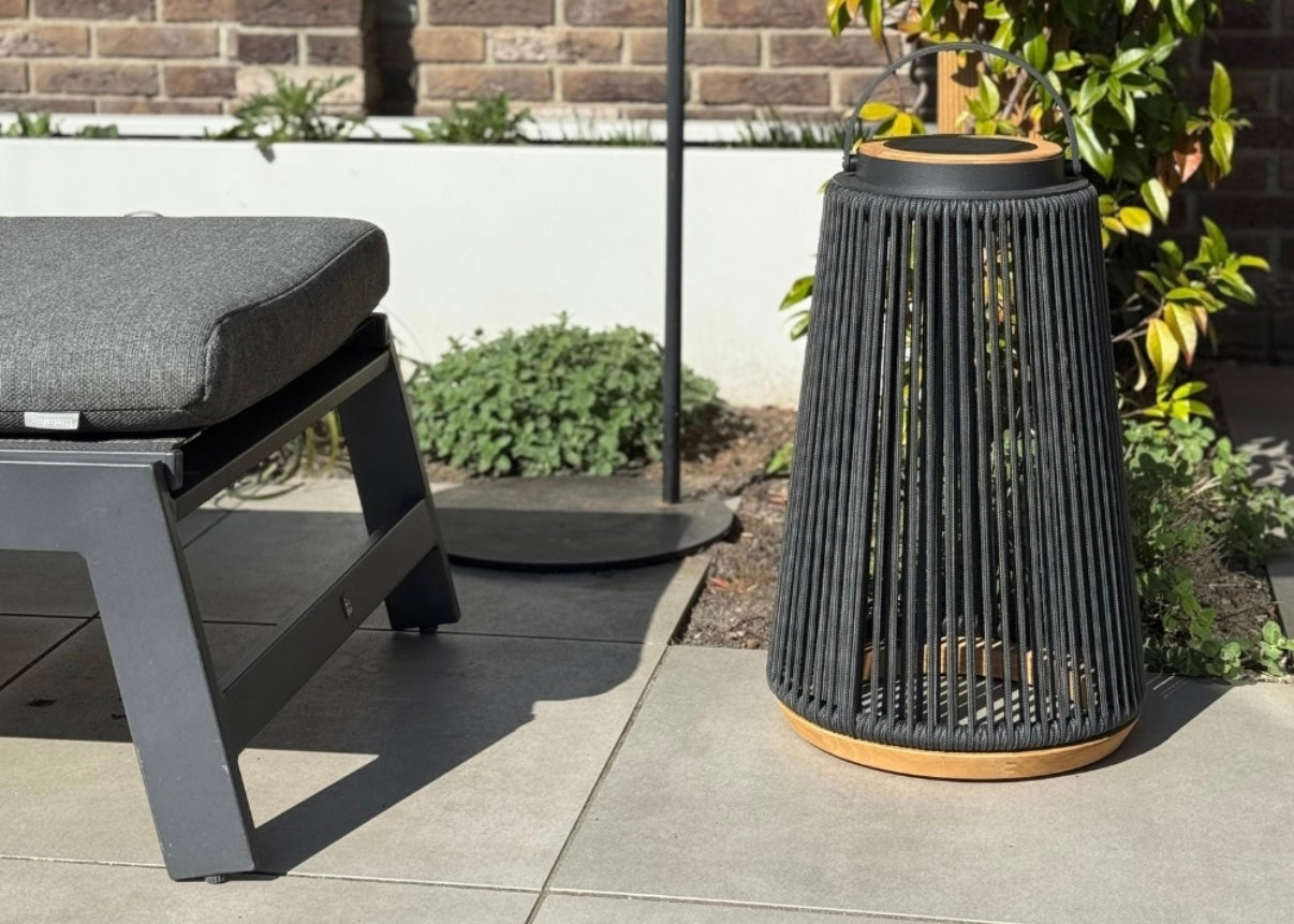 Rocca sfeerlamp tuin solar - aluminium - teakhout - antraciet - 56 cm