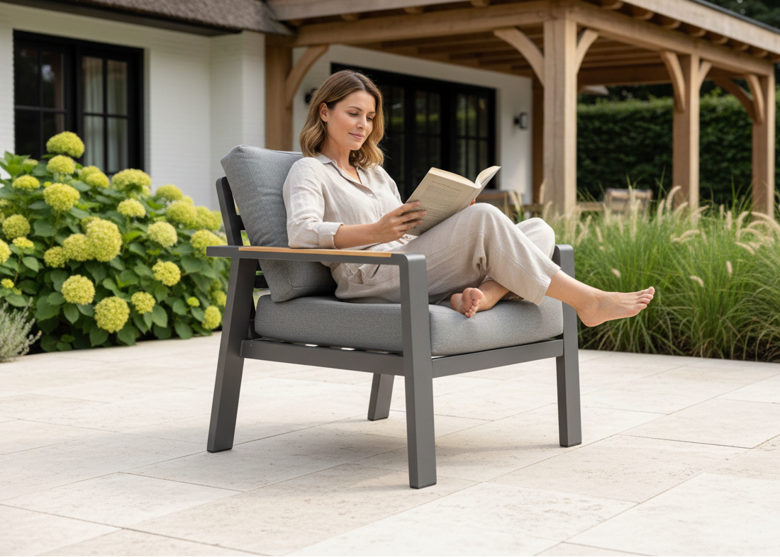 Belito Birmingham lounge tuinstoel aluminium antraciet