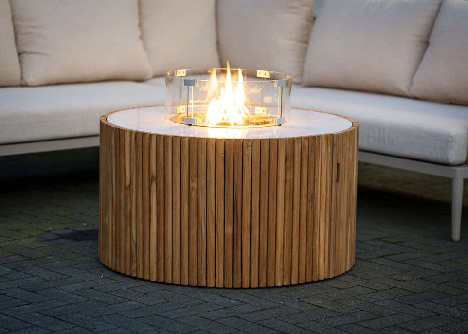 Easyfires Ibiza Vuurtafel 90 cm rond – Wit - Keramisch - Inclusief Glasset