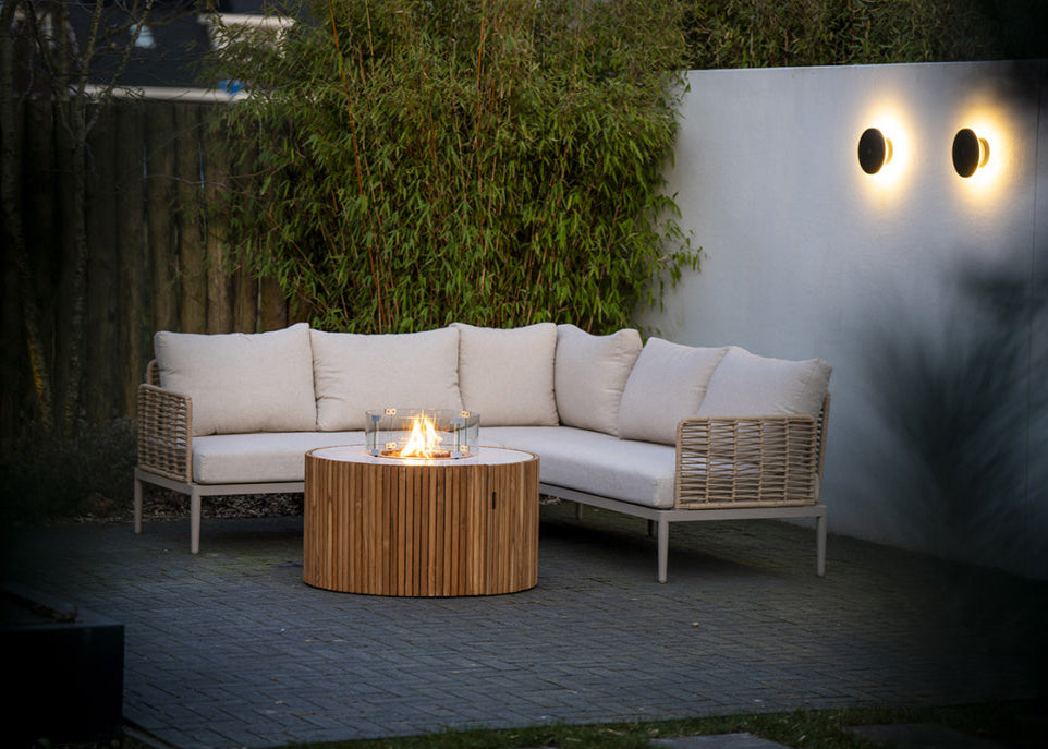 Easyfires Ibiza Vuurtafel 90 cm rond – Wit - Keramisch - Inclusief Glasset