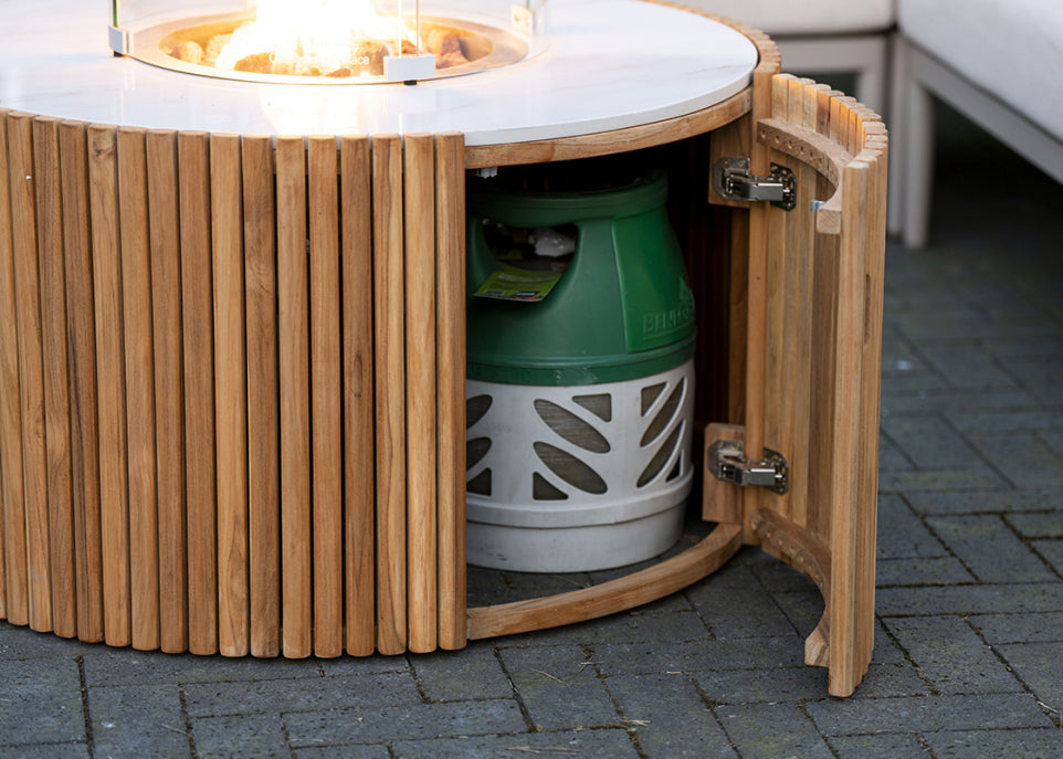 Easyfires Ibiza Vuurtafel 90 cm rond – Wit - Keramisch - Inclusief Glasset