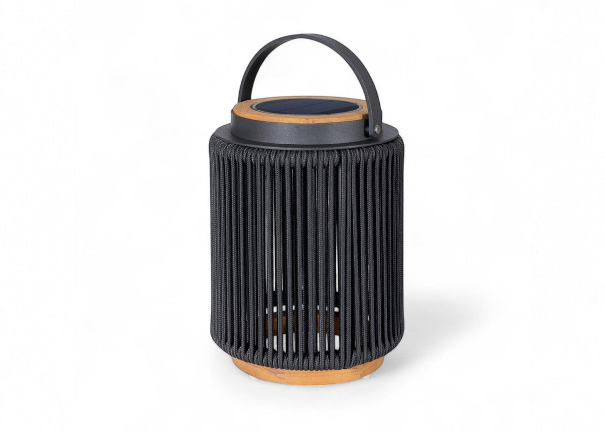 Valentino sfeerlamp tuin solar - aluminium - teakhout - antraciet - 34 cm