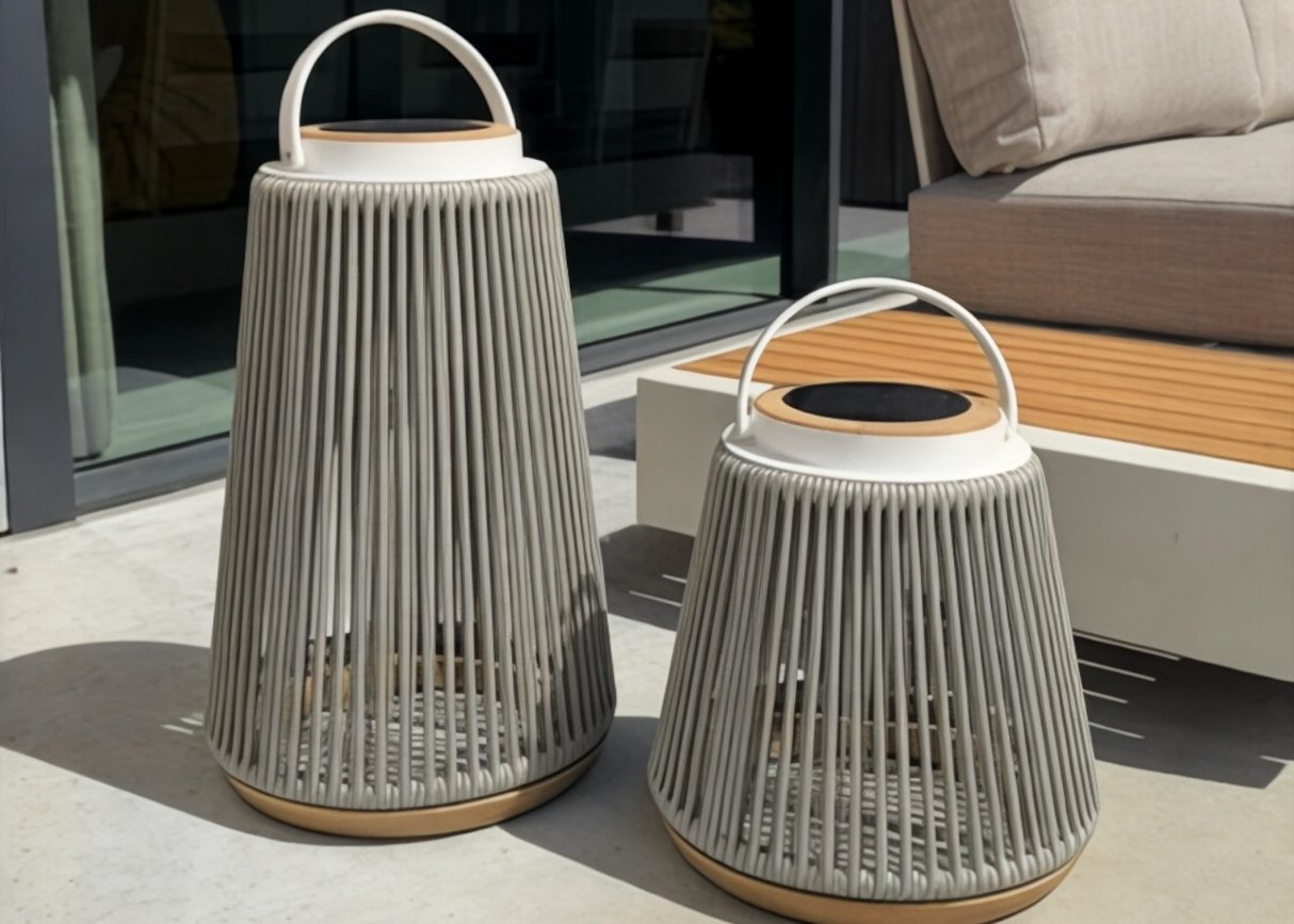 Rocca sfeerlamp tuin solar - aluminium - Rope - light grey - 56 cm