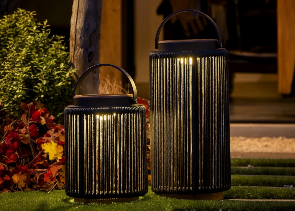 Valentino sfeerlamp tuin solar - aluminium - teakhout - antraciet - set
