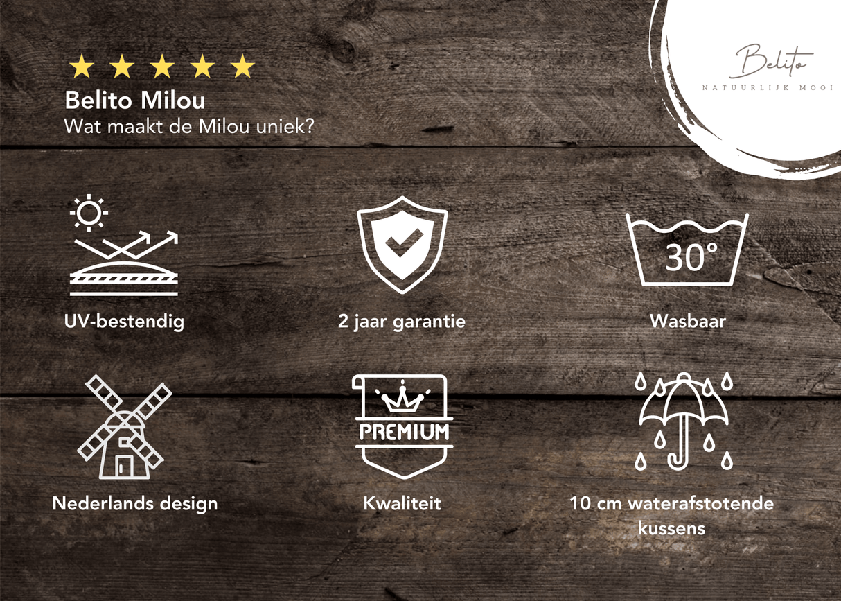 Belito® Milou/Luuk dining tuinset 240cm 7-delig