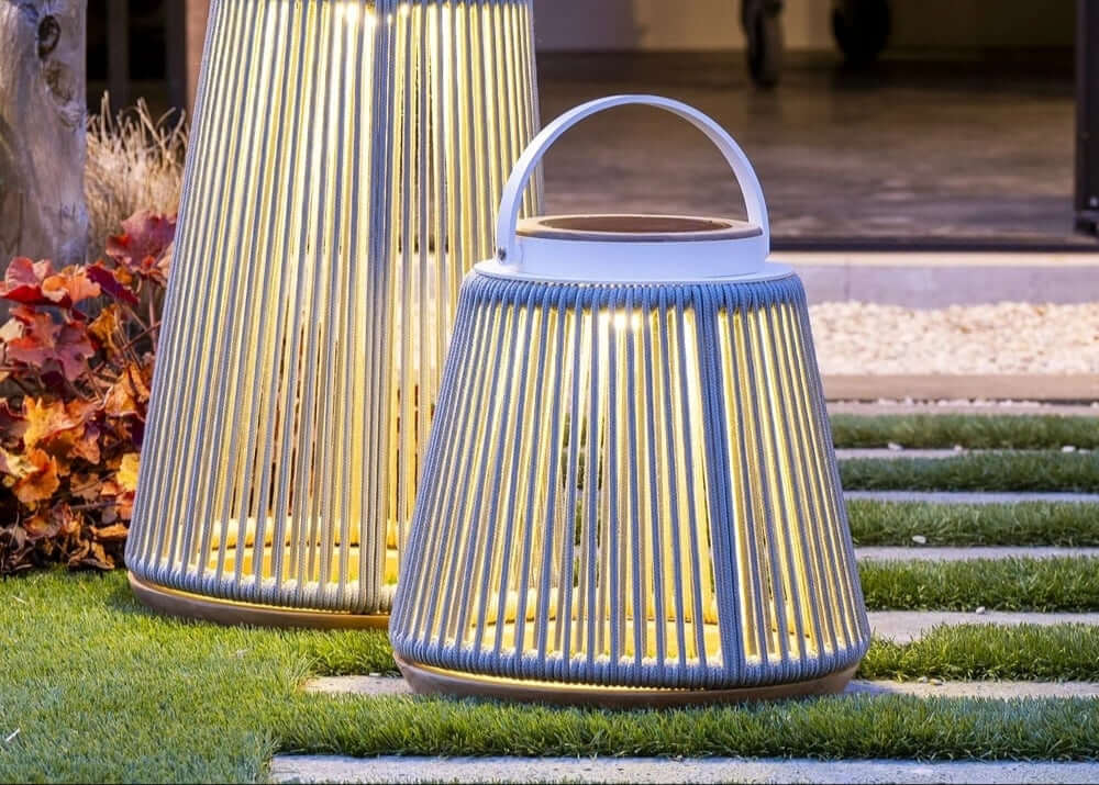 Rocca sfeerlamp tuin solar - aluminium - Rope - light grey - 37 cm