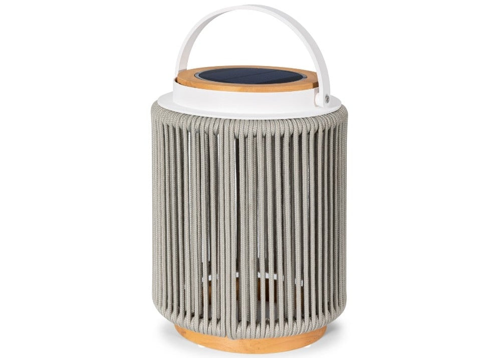 Valentino sfeerlamp tuin solar - aluminium - teakhout - light grey - set