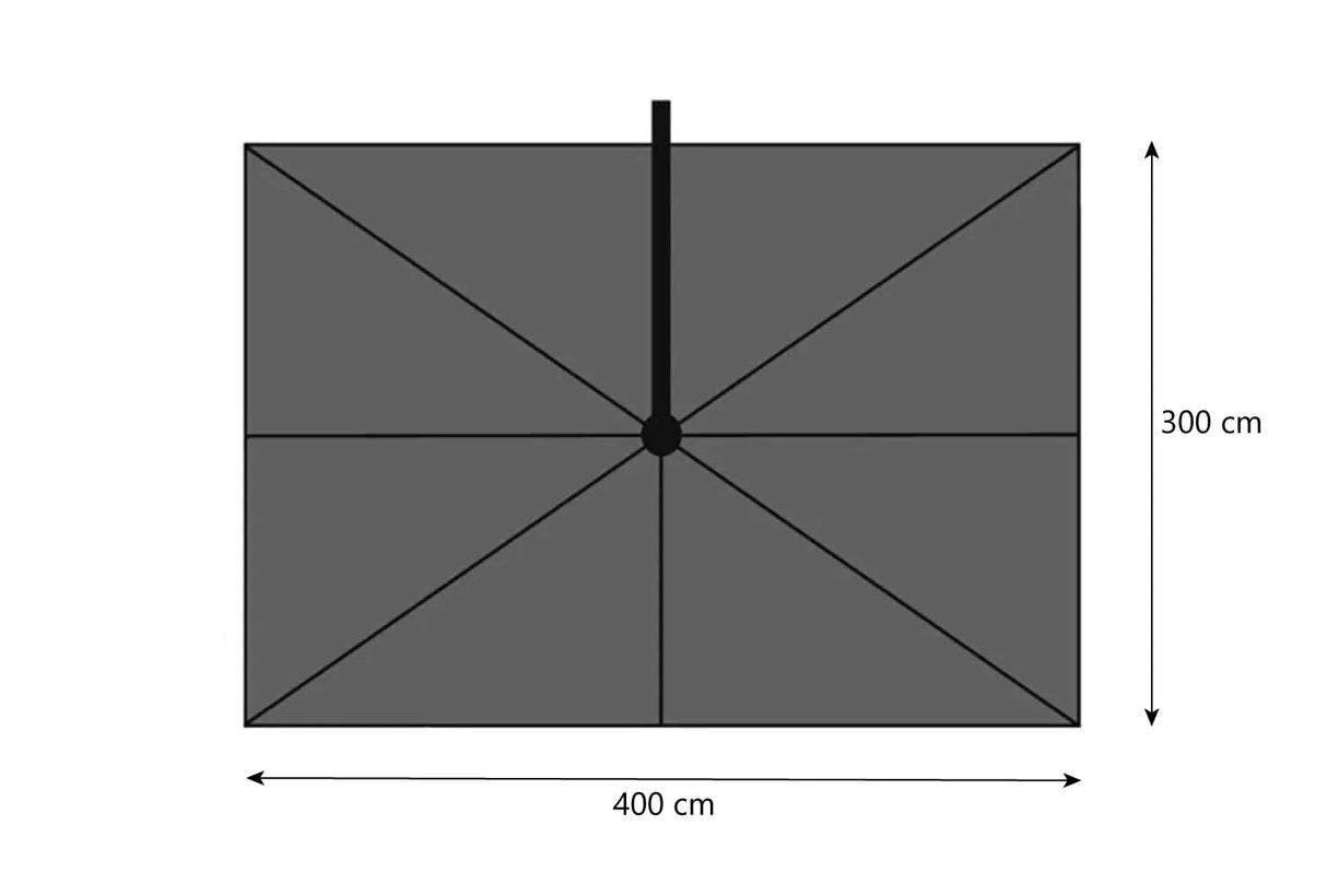 Platinum Challenger T1 Zweefparasol – 400x300 cm – Champagne / Teak Look