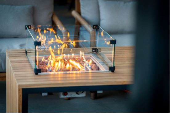 Easyfires Mida Vuurtafel 120 x 75 cm – Taupe - Inclusief Glasset en Beschermhoes