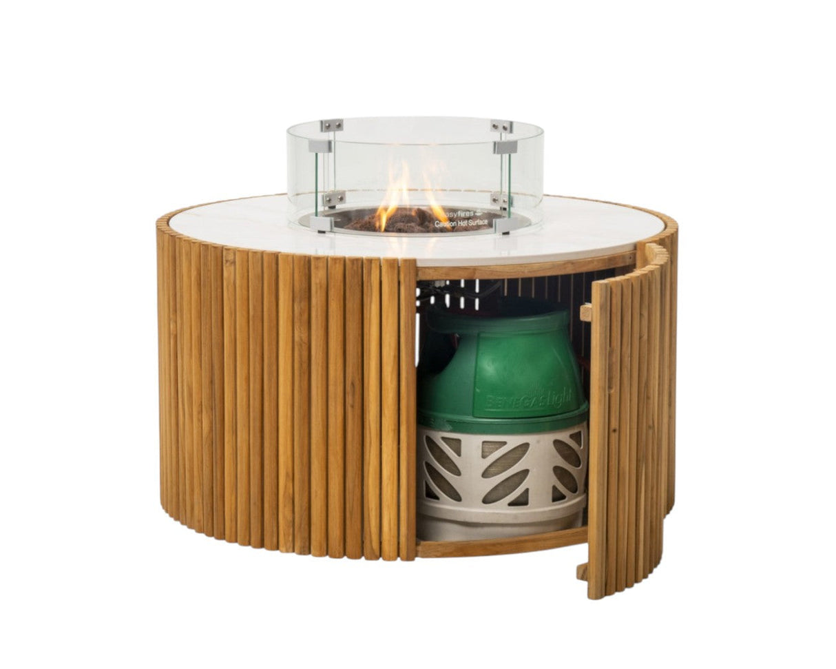 Easyfires Ibiza Vuurtafel 90 cm rond – Wit - Keramisch - Inclusief Glasset