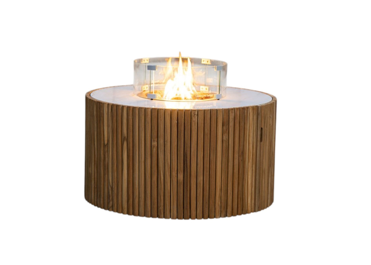 Easyfires Ibiza Vuurtafel 90 cm rond – Wit - Keramisch - Inclusief Glasset