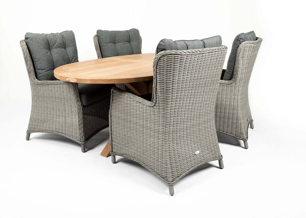 Belito® Milou dining ovaal tuinset 200 cm 5-delig - Earl grey