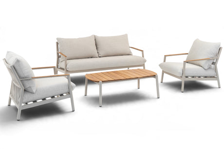 Belito Julia Stoel-Bank Loungeset 4-delig | Taupe | Aluminium & Rope | 4-5 Personen