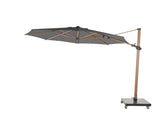 4Seasons Siesta Premium Zweefparasol Ø350cm - Woodlook Frame Charcoal Doek