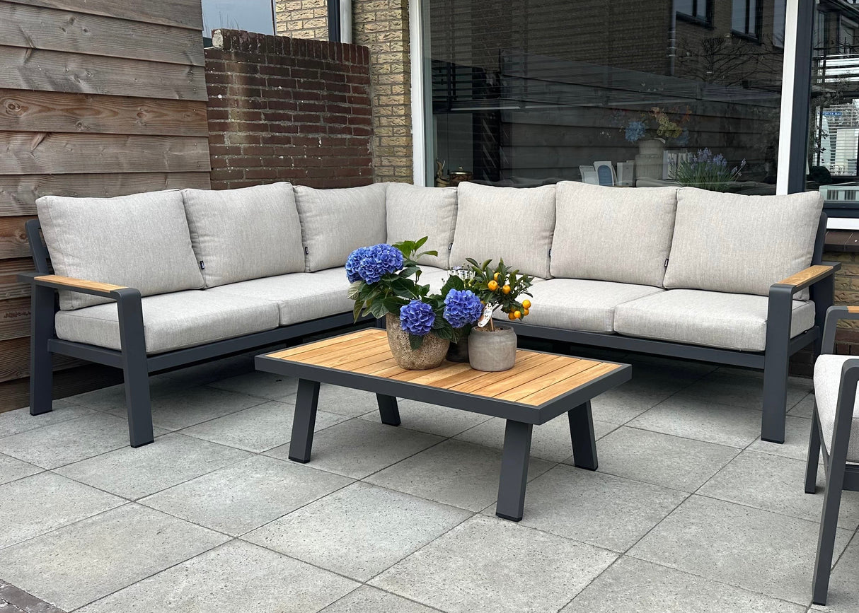 Belito Lotte Loungeset Hoekbank Nr. 2 | Antraciet Aluminium | 288 x 220 cm | 6-persoons | Lichte Kussens