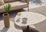 Apple Bee Pulau koffietafels 35 en 44 cm hoog, organische vorm, HPMS Cream en Champagne aluminium