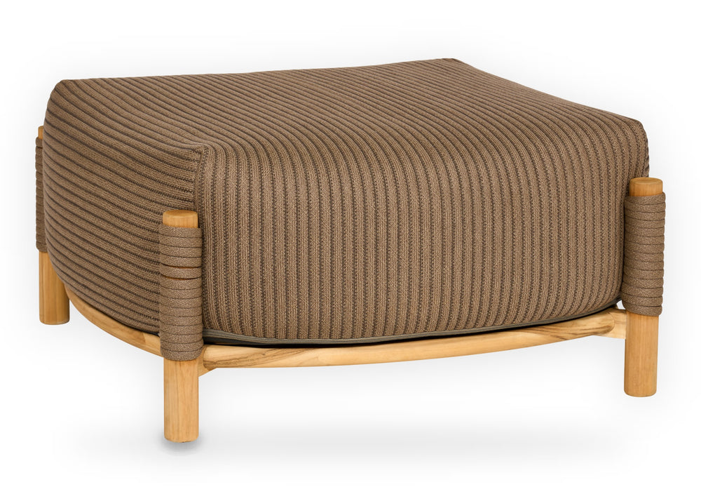 Apple Bee Sapporo voetenbank hocker 85 x 85 cm teak rope - schuin aanzicht