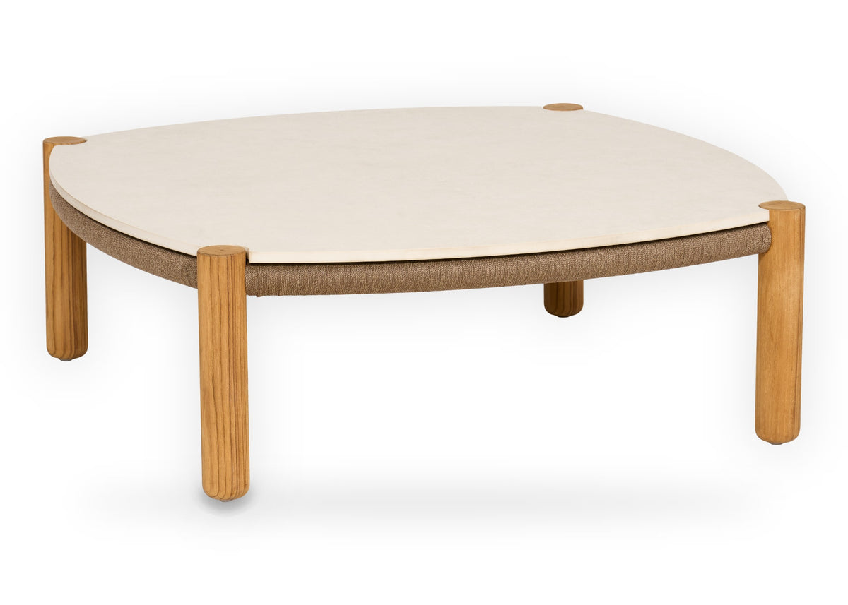 Apple Bee Sapporo loungetafel 79 x 79 cm teak met Oyster HPMS blad - vooraanzicht