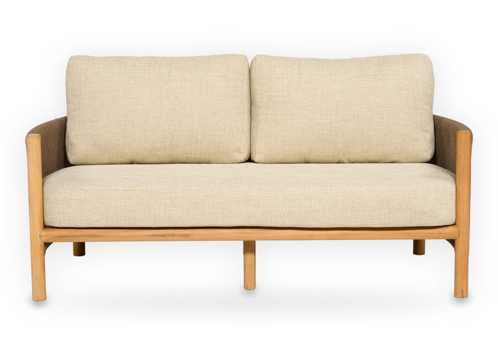 Apple Bee Sapporo loungebank 2-zits 165 cm teak rope Cotton Flower - schuin aanzicht