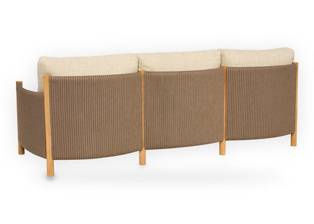 Apple Bee Sapporo loungebank 3-zits 238 cm teak rope Cotton Flower - achteraanzicht