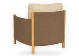 Apple Bee Sapporo loungestoel teak met brown rope en Cotton Flower BEE WETT kussen - achteraanzicht