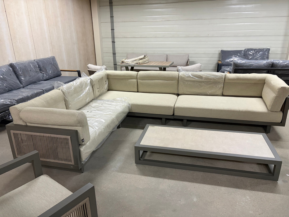 Apple Bee Santorini Loungeset | Rope | Rechts Lang + Grote Tafel | Demodeal