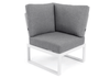 Hoekstuk van het Aluminium Belito® Lotte loungeset op een witte achtergrond, gefotografeerd vanaf de voorkant.