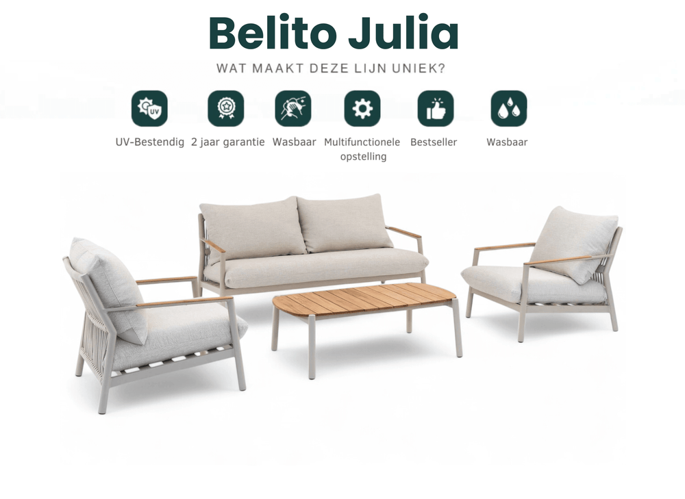 Aluminium Stoel-Bank Loungeset - Taupe Frame - Belito Julia - 4-delig