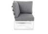 Hoekstuk van het Aluminium Belito® Lotte loungeset gefotografeerd vanaf de zijkant.