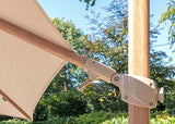 4Seasons Siesta Premium Zweefparasol 300x300cm - Woodlook Frame Sand Doek