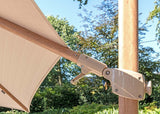 4Seasons Siesta Premium Zweefparasol Ø350cm - Woodlook Frame Sand Doek