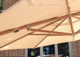 4Seasons Siesta Premium Zweefparasol Ø350cm - Woodlook Frame Sand Doek