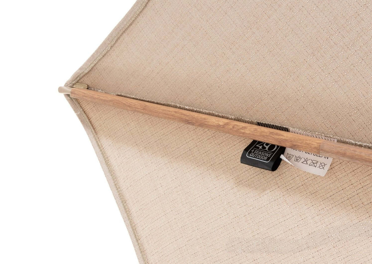 4Seasons Siesta Premium Zweefparasol Ø350cm - Woodlook Frame Sand Doek