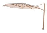 4Seasons Siesta Premium Zweefparasol Ø350cm - Woodlook Frame Sand Doek