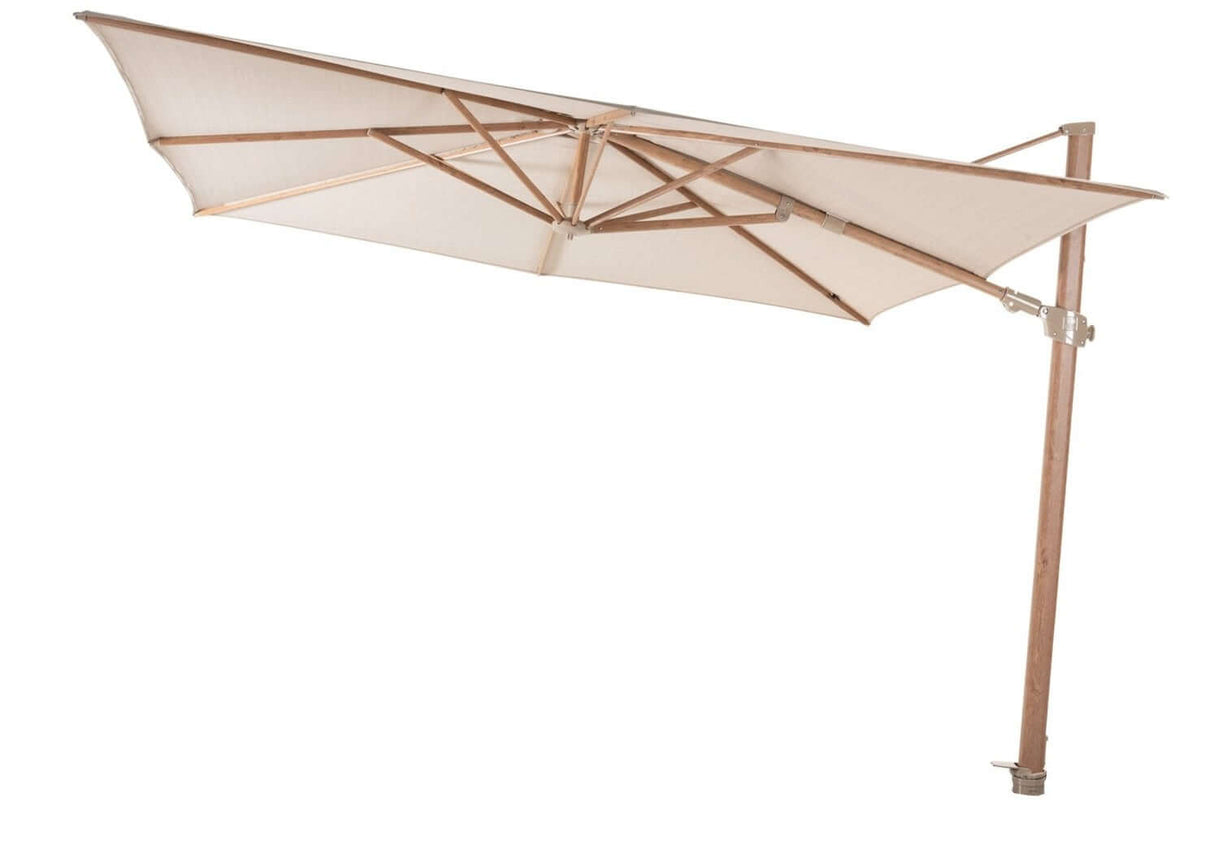 4Seasons Siesta Premium Zweefparasol 300x300cm - Woodlook Frame Sand Doek