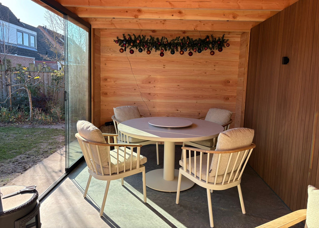 Apple Bee Condor Dining Tuinset Ø 140 cm | 5-delig | Oyster
