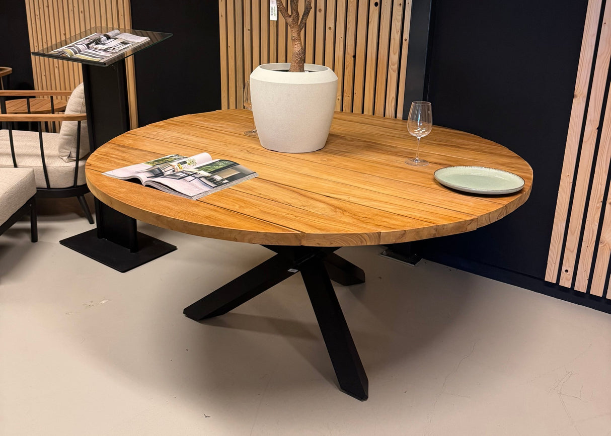 Belito Saar Ronde Teakhouten Tuintafel 160 cm – Showroommodel