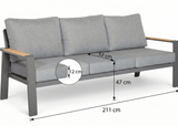 Belito Birmingham Tuinbank - Antraciet Aluminium - 211 cm - 3-persoons