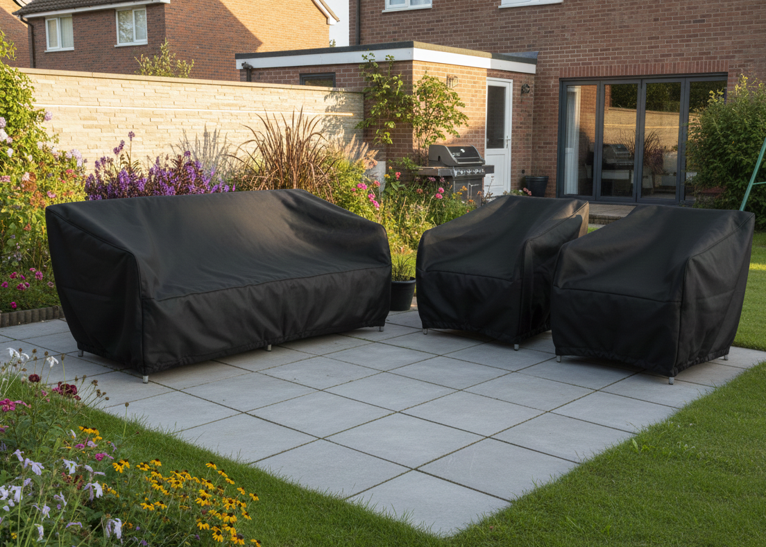 Stoel-bank Hoezenpakket 3-delig - Zwart