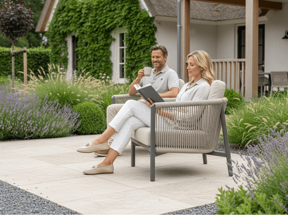 Apple Bee Bora Bora loungestoel taupe rope, sfeerbeeld