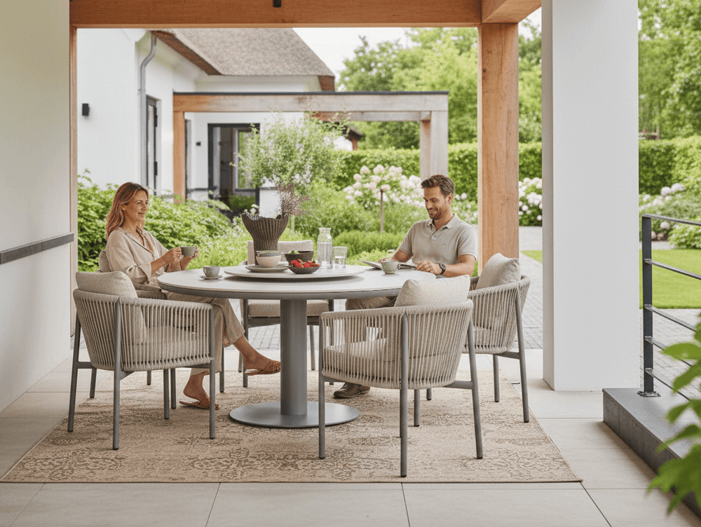 Apple Bee Bora Bora Tuinset 6-delig | 140 cm Rond Taupe | 5 Personen | Rope