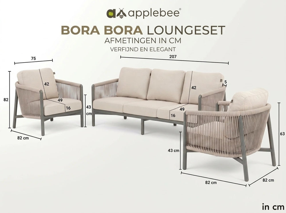 Apple Bee Bora Bora met afmetingen 