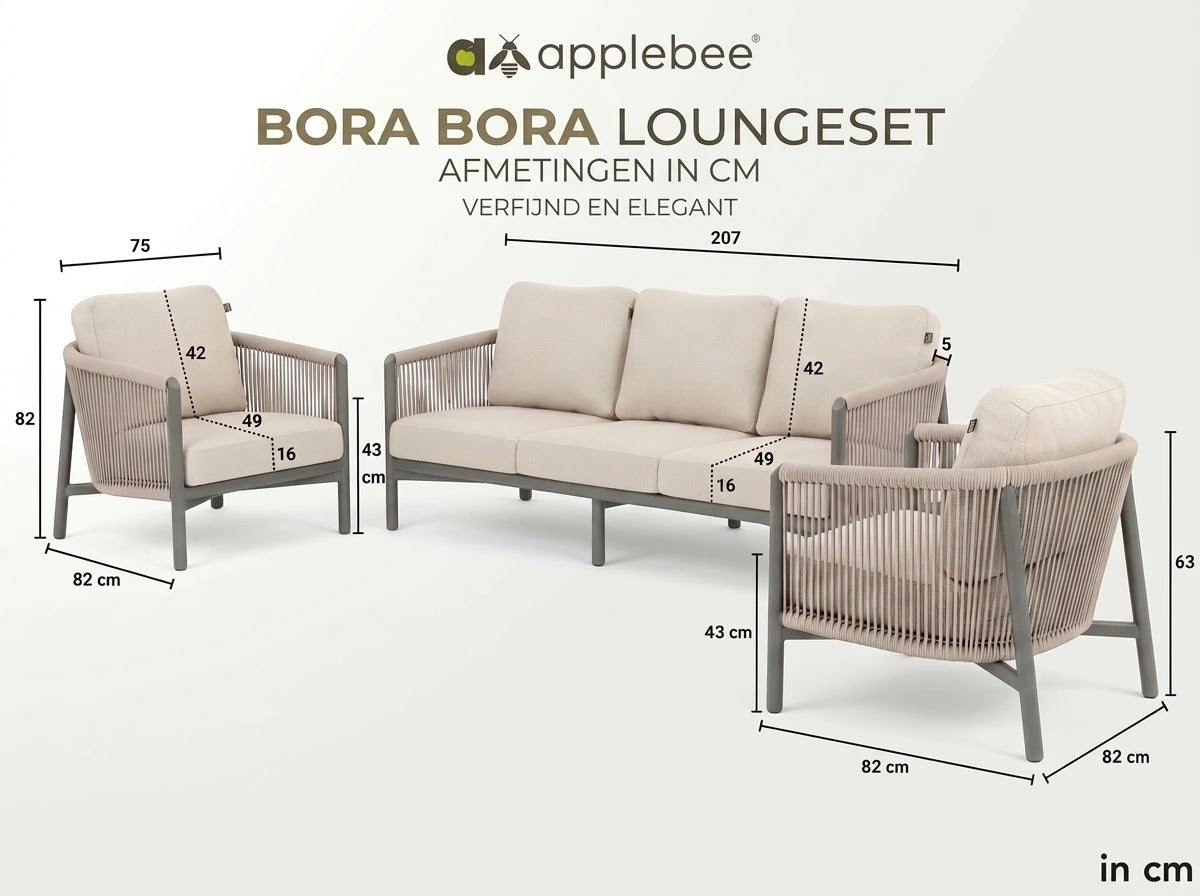 Apple Bee Bora Bora met afmetingen 