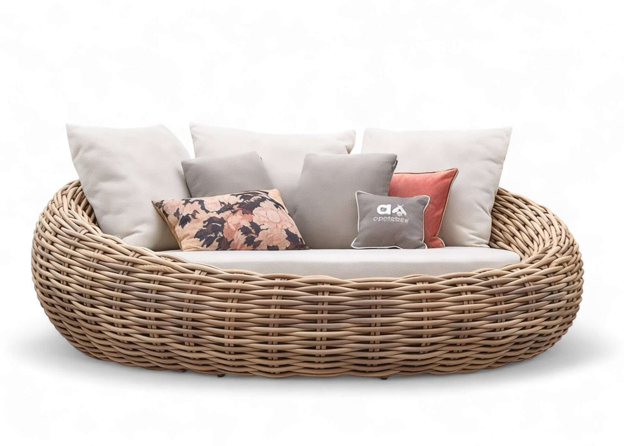 Apple Bee Cocoon loungeset met kussens, Ø 220 cm trendy lounge dagbed, perfect voor buitengebruik.