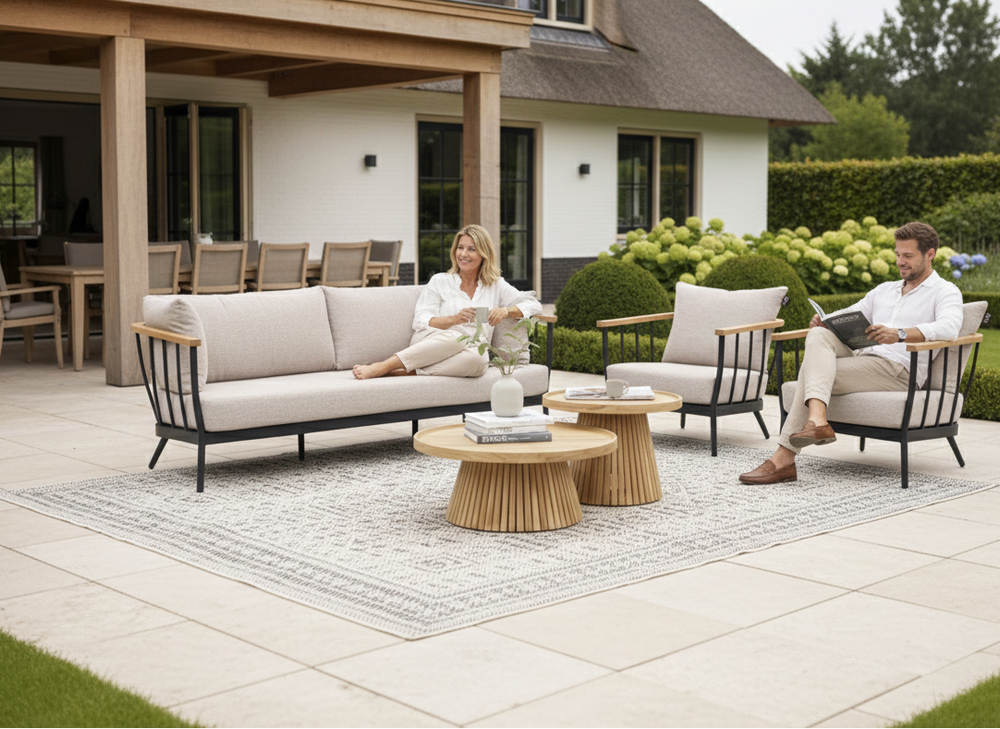 Apple Bee Condor Loungeset met teakhouten koffietafels