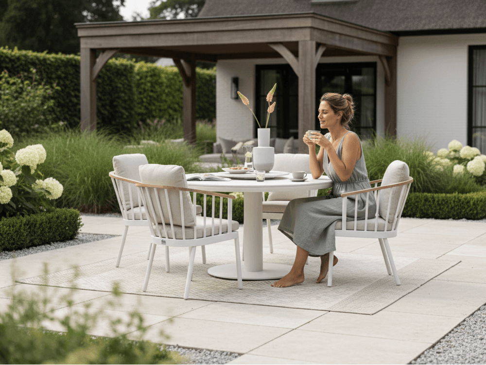 Apple Bee Condor Dining Tuinset Ø 140 cm | 5-delig | Oyster
