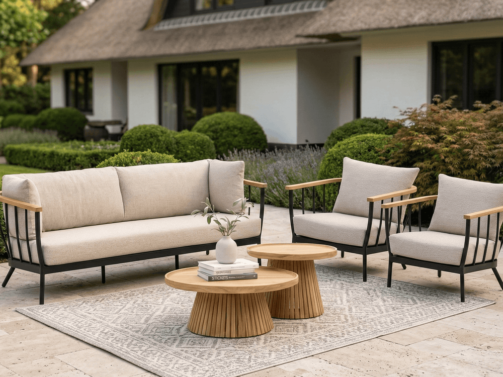 Belito Daan Lounge Koffietafelset | Ø 80 cm + 60 cm | Hoogte 30 + 45 cm | Teak